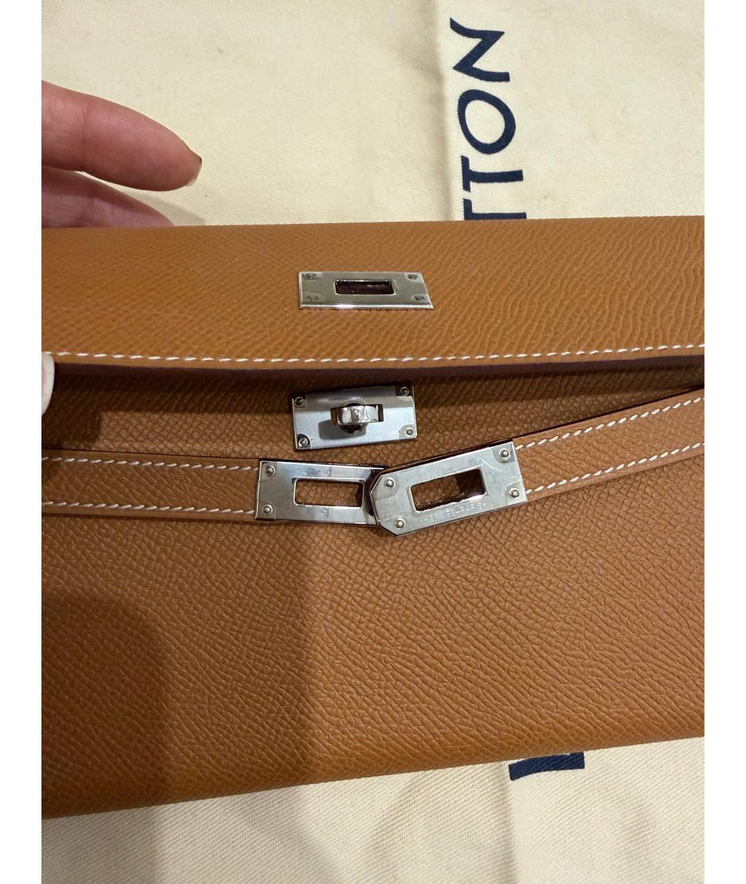 HERMES Коричневый кожаный кошелек, фото 6