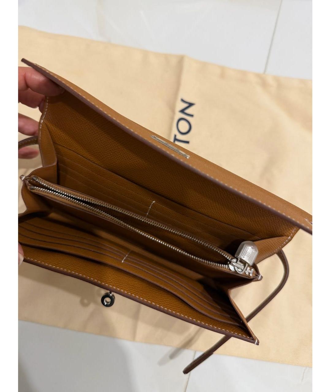 HERMES Коричневый кожаный кошелек, фото 4