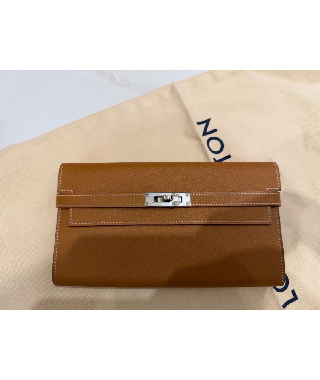 HERMES Коричневый кожаный кошелек, фото 9