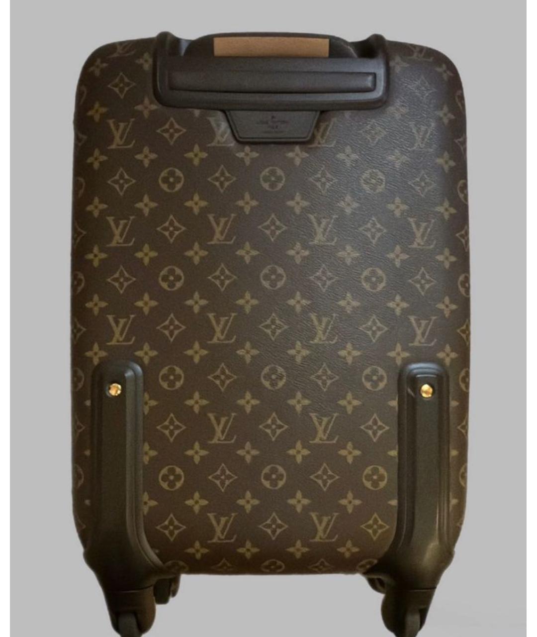 LOUIS VUITTON Коричневый кожаный чемодан, фото 2