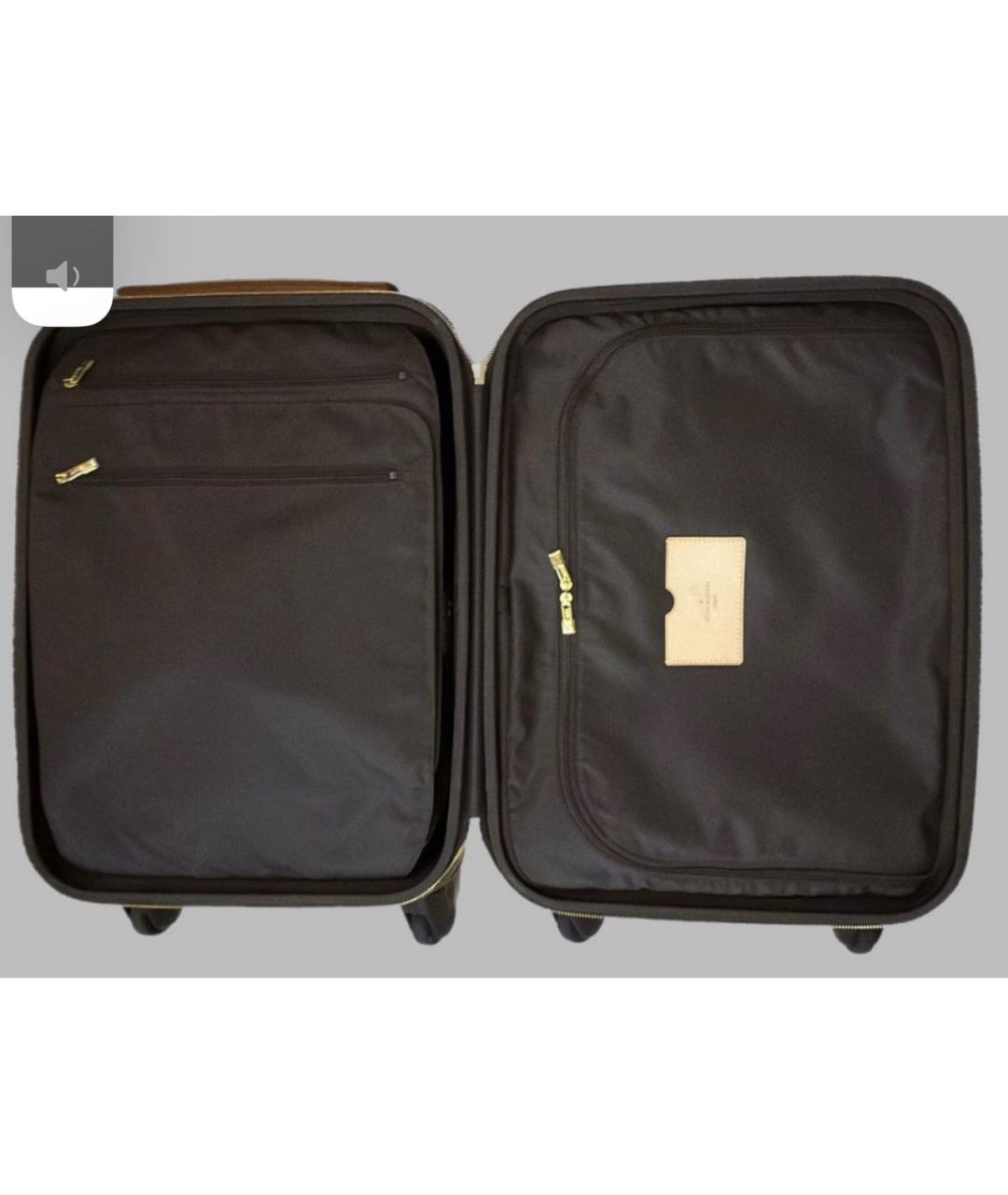 LOUIS VUITTON Коричневый кожаный чемодан, фото 3