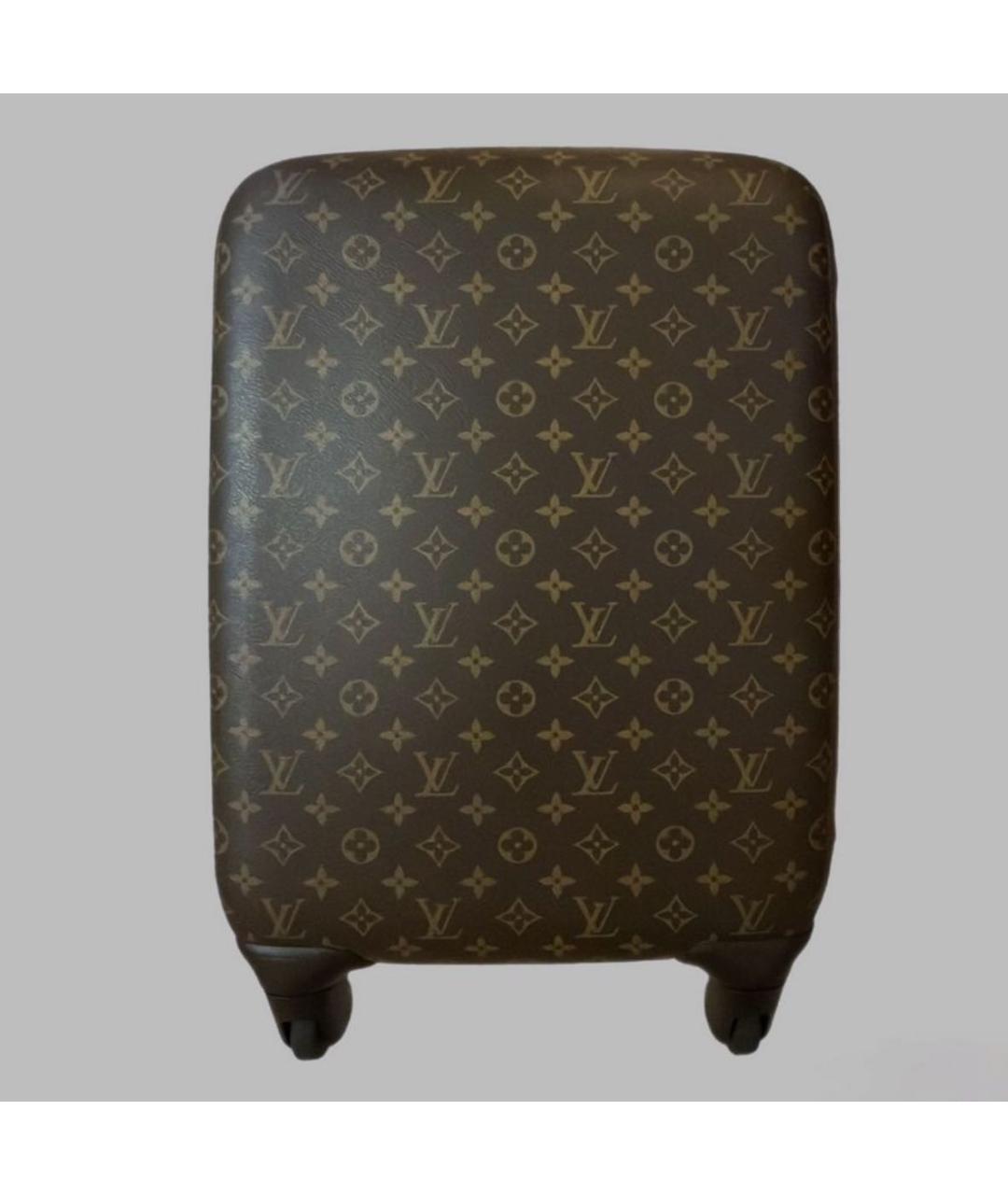 LOUIS VUITTON Коричневый кожаный чемодан, фото 7