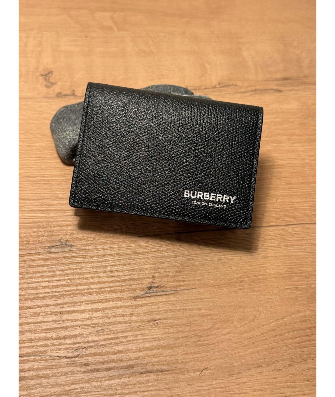 BURBERRY Черный кожаный кошелек, фото 6