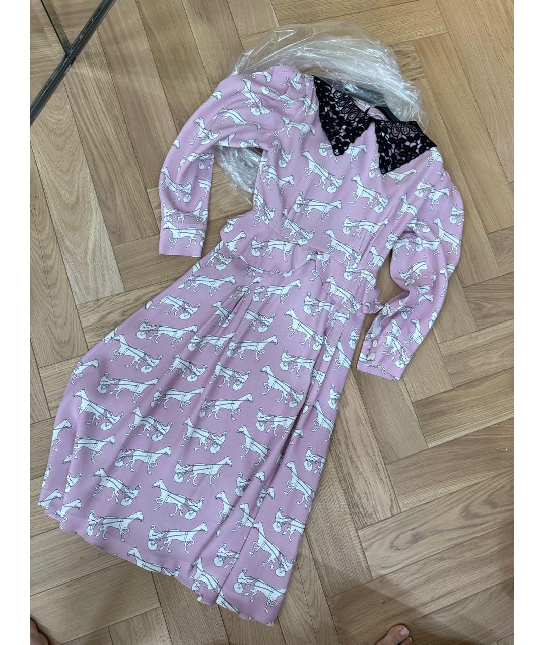 MIU MIU Розовое шелковое повседневное платье, фото 6