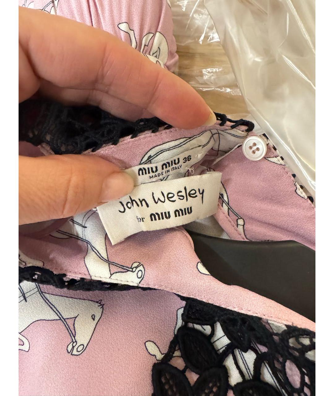 MIU MIU Розовое шелковое повседневное платье, фото 5