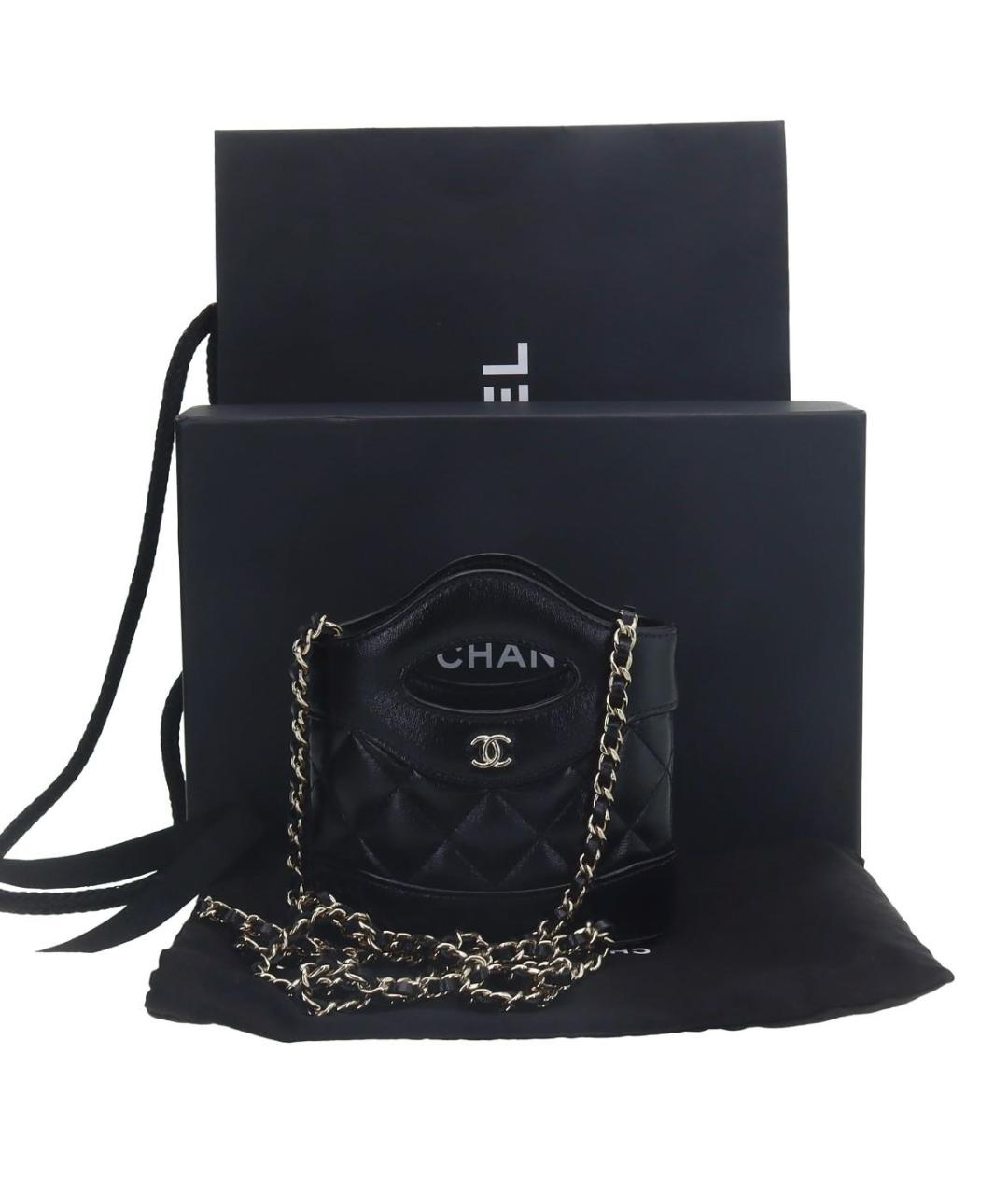 CHANEL Черная кожаная сумка с короткими ручками, фото 5