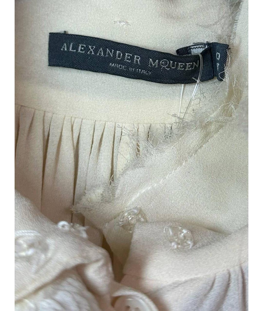 ALEXANDER MCQUEEN Белая шелковая блузы, фото 3