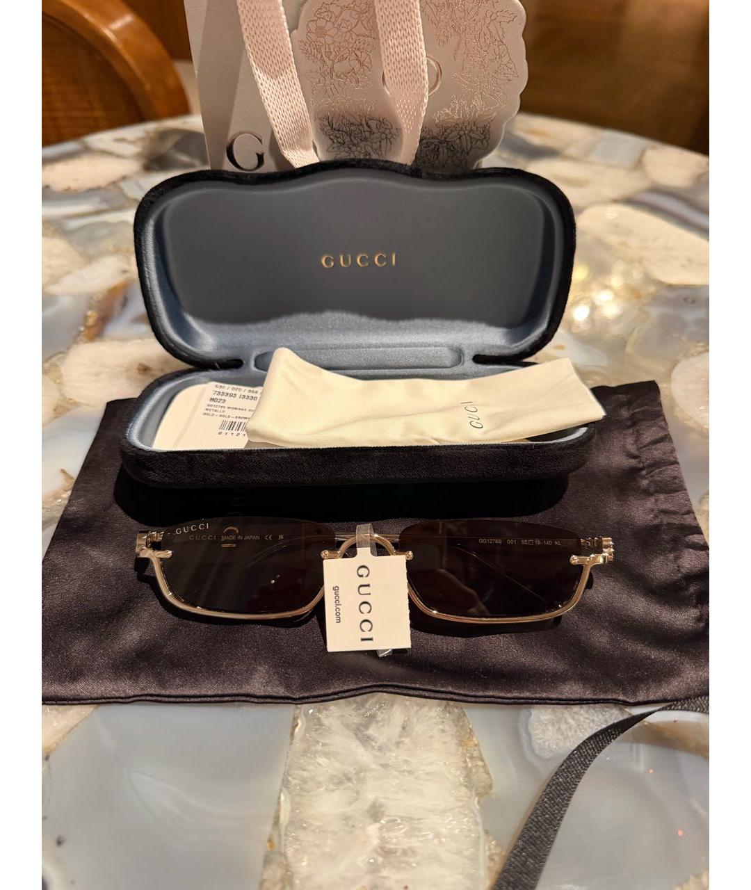 GUCCI Коричневые металлические солнцезащитные очки, фото 5