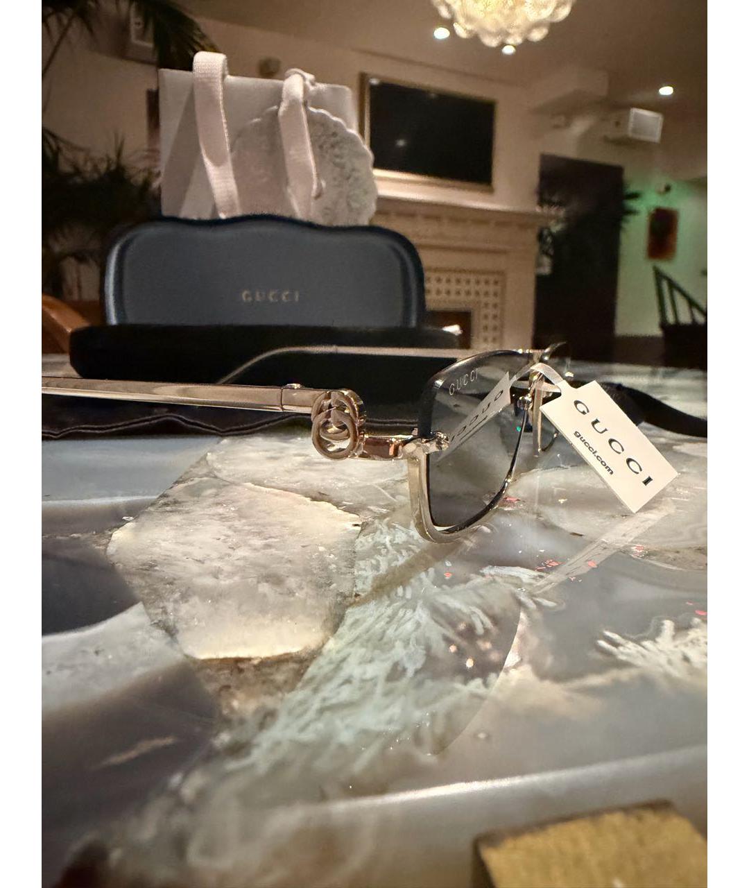 GUCCI Коричневые металлические солнцезащитные очки, фото 3