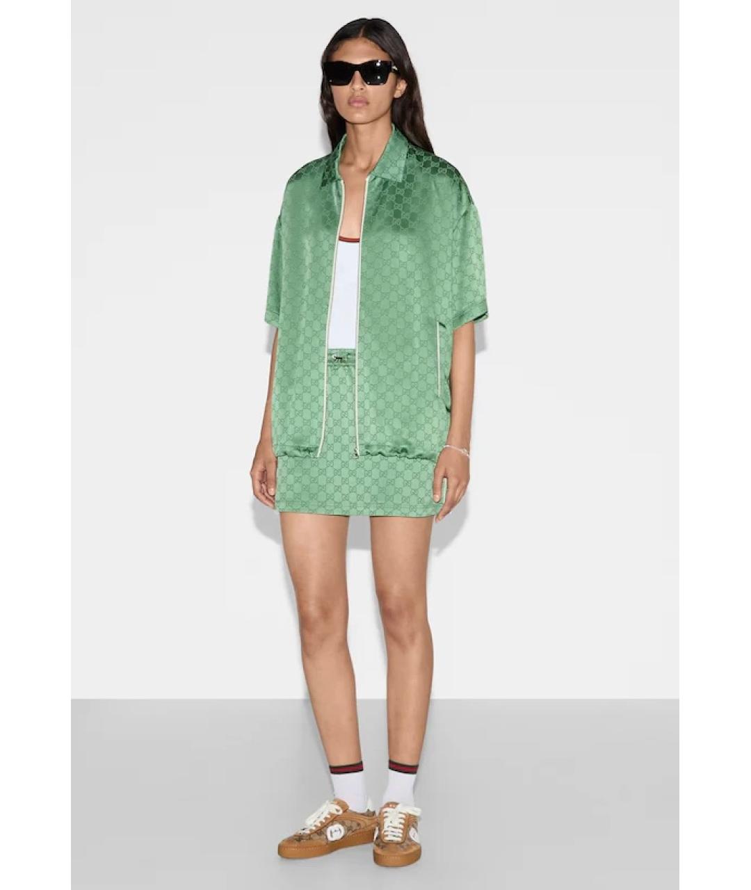 GUCCI Зеленая юбка мини, фото 4