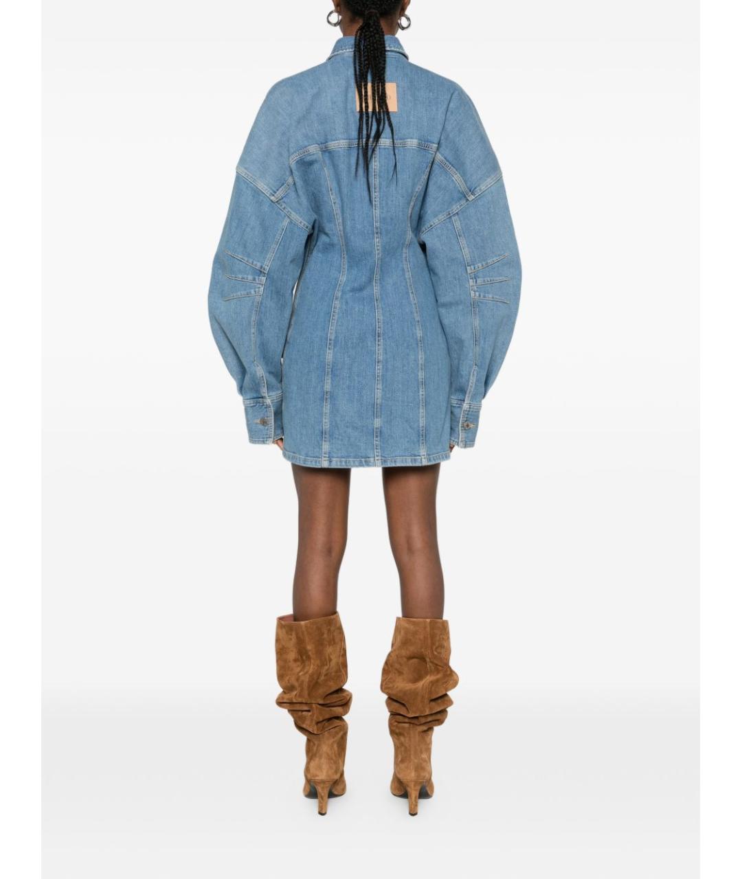 THE ATTICO Синее хлопковое повседневное платье, фото 3