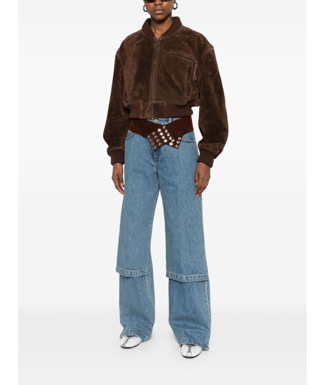 THE ATTICO Синие хлопковые прямые джинсы, фото 5