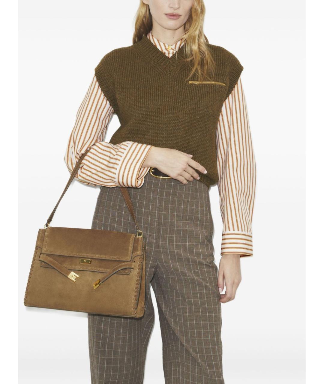 TORY BURCH Коричневая замшевая сумка тоут, фото 2