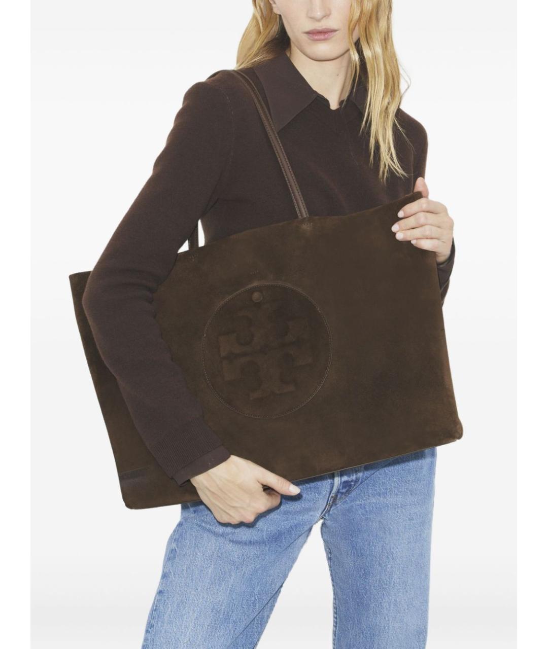 TORY BURCH Коричневая кожаная сумка тоут, фото 4