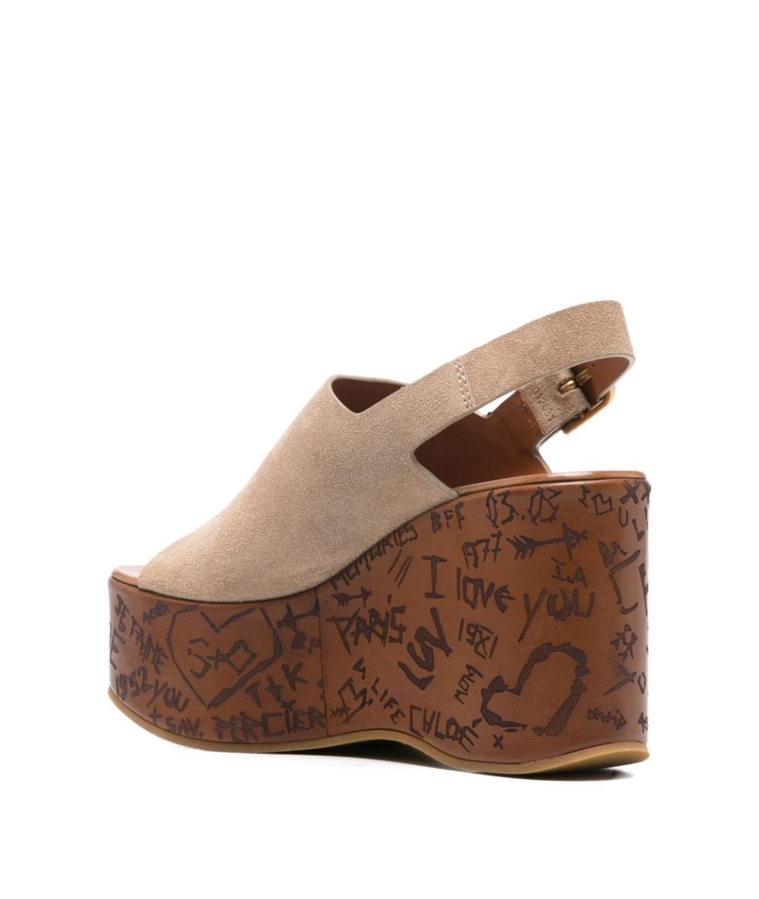 CHLOE Бежевые кожаные босоножки, фото 4