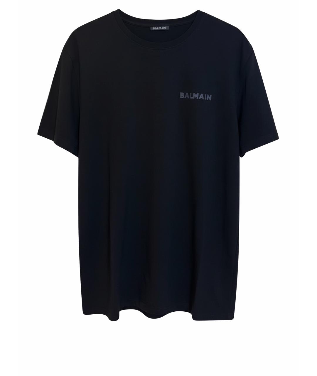 BALMAIN Черная хлопковая футболка, фото 1