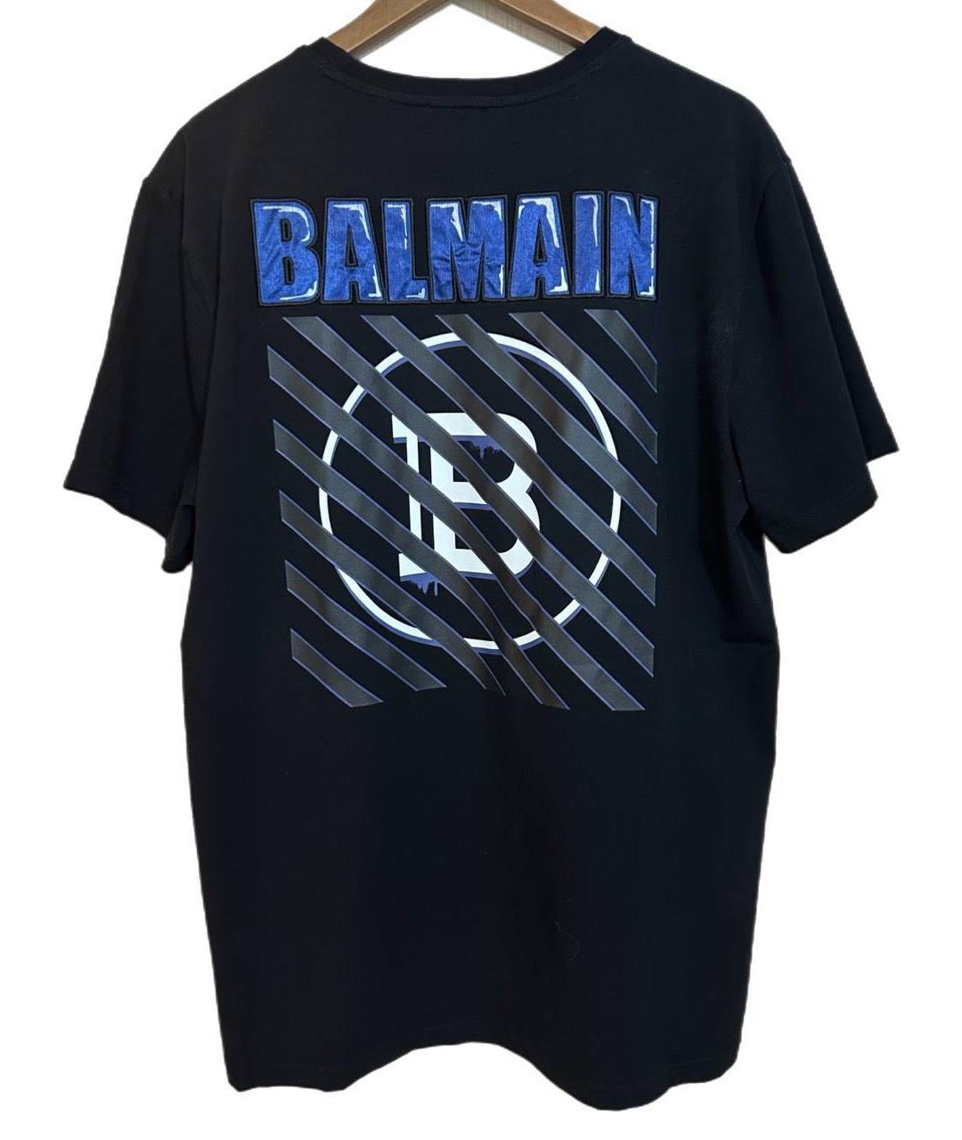 BALMAIN Черная хлопковая футболка, фото 2