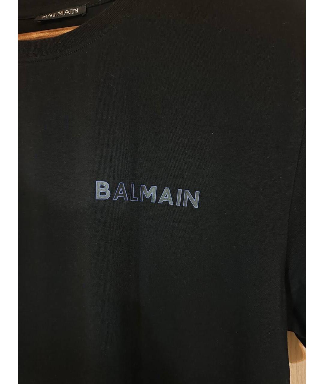 BALMAIN Черная хлопковая футболка, фото 4