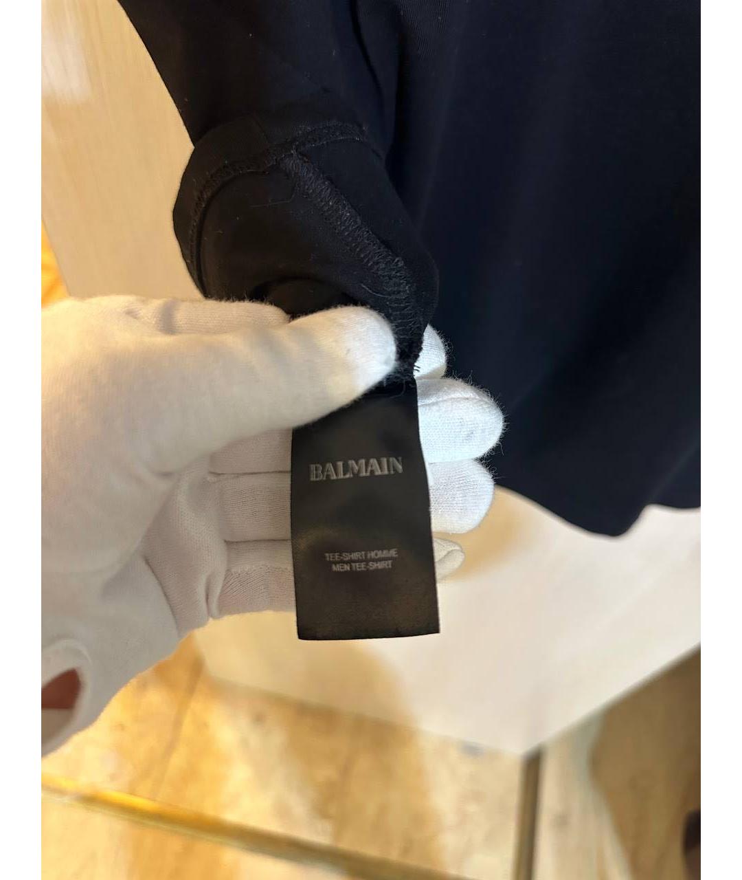 BALMAIN Черная хлопковая футболка, фото 3