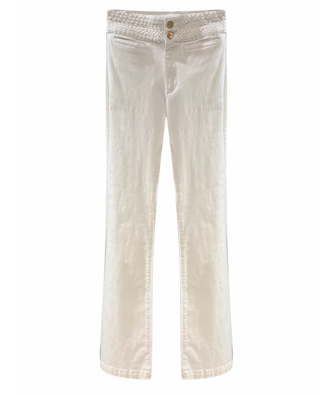 TWIN-SET Белые хлопко-эластановые джинсы клеш, фото 1