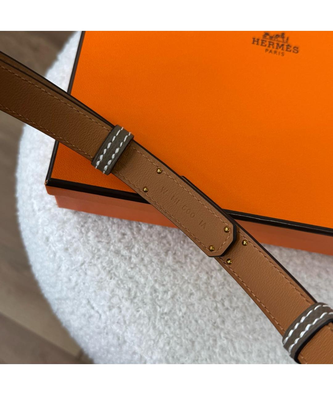 HERMES Серый кожаный ремень, фото 5