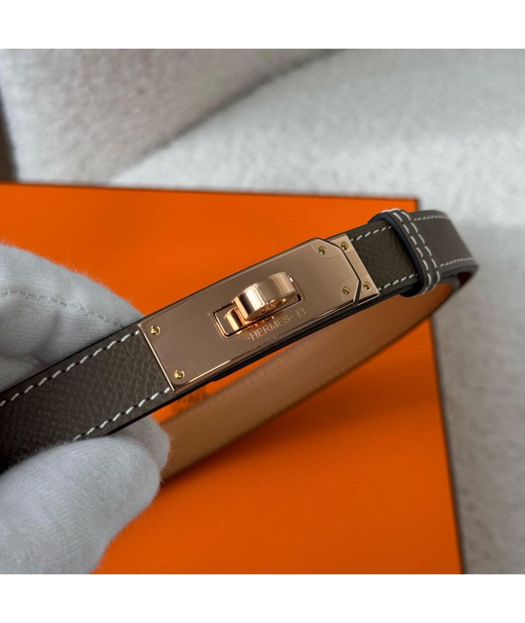HERMES Серый кожаный ремень, фото 3