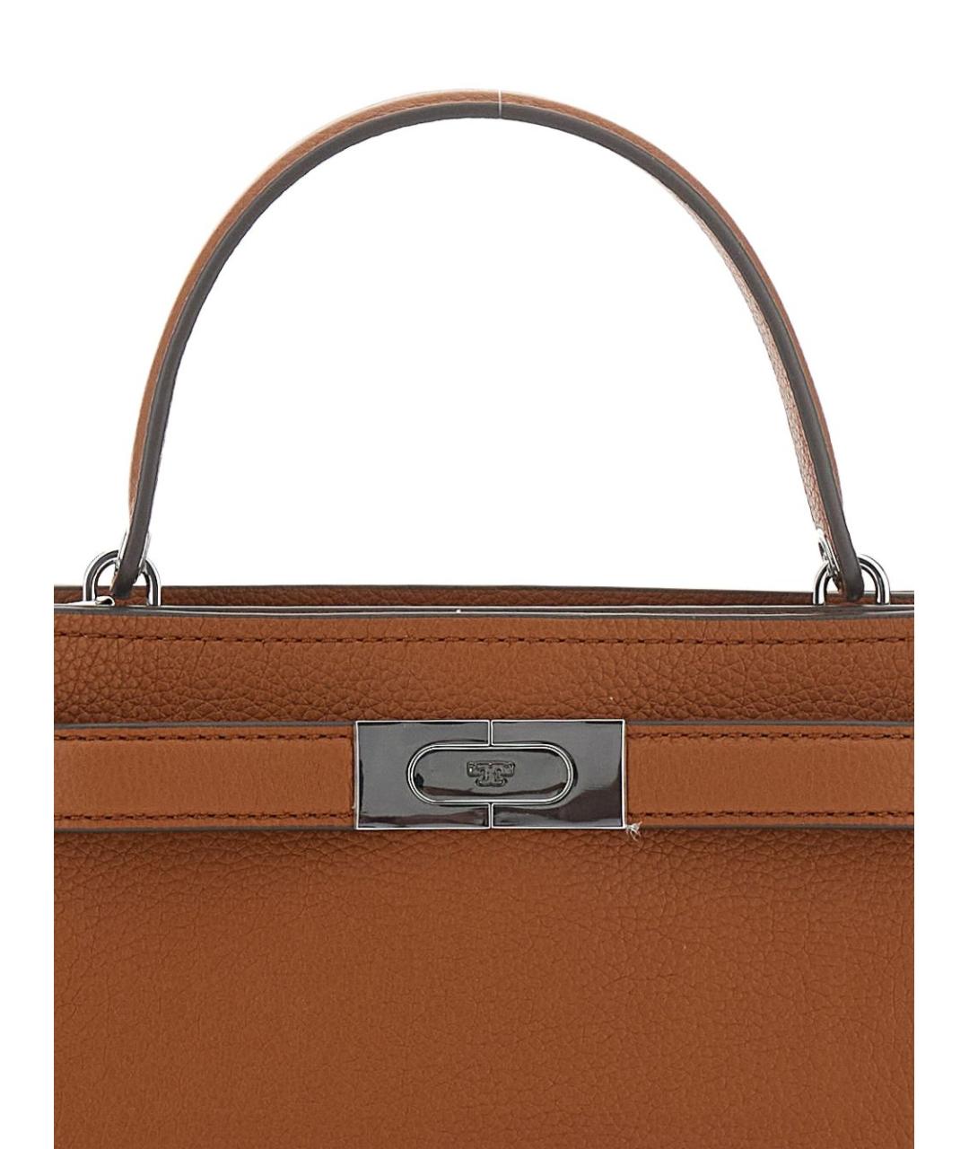 TORY BURCH Коричневая кожаная сумка с короткими ручками, фото 2