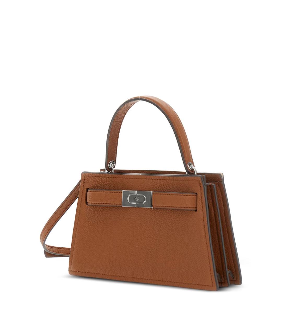 TORY BURCH Коричневая кожаная сумка с короткими ручками, фото 3