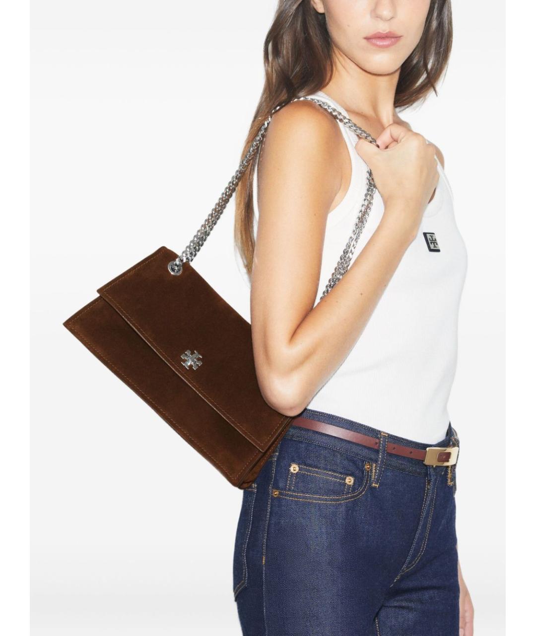 TORY BURCH Коричневая кожаная сумка через плечо, фото 2