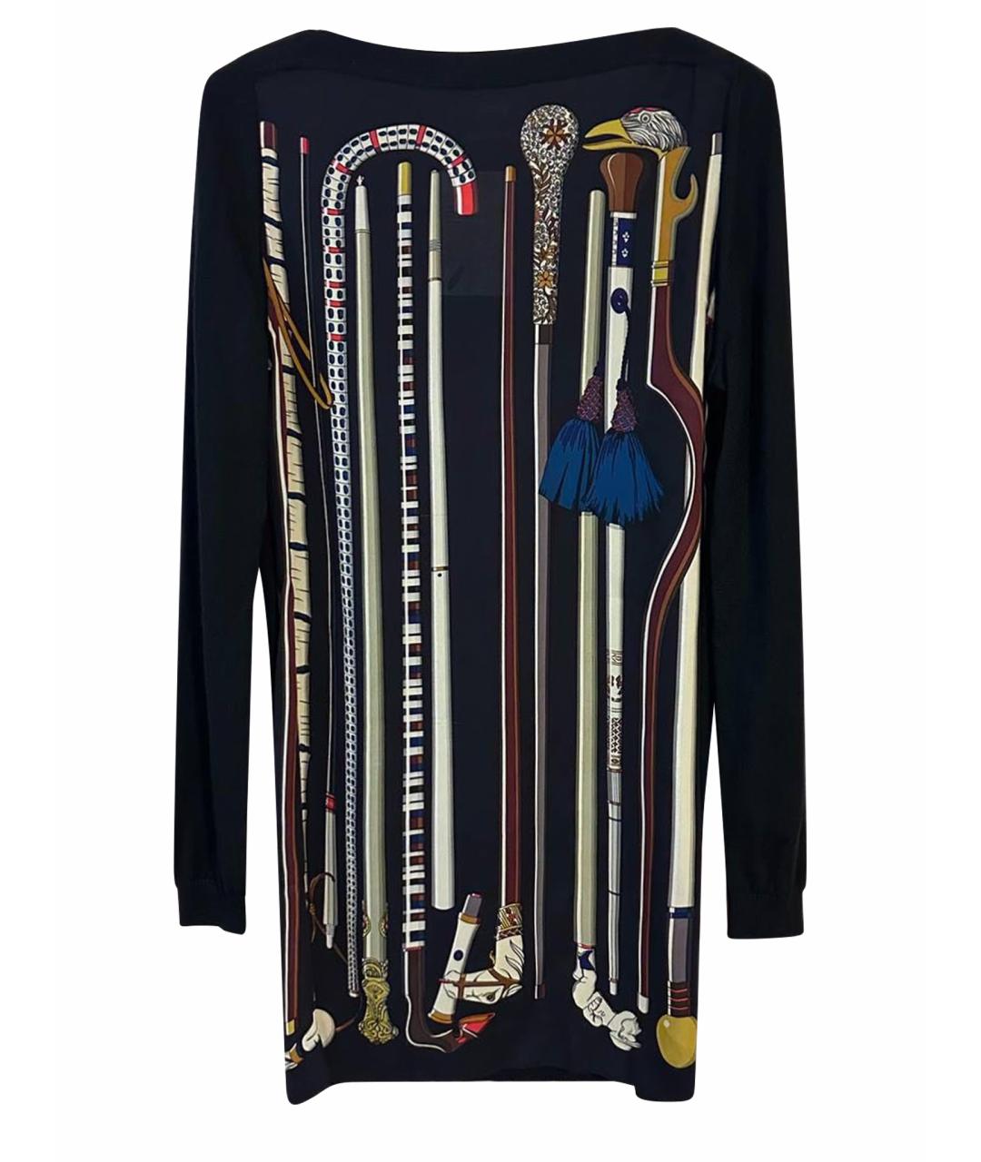 HERMES Черное шелковое повседневное платье, фото 1