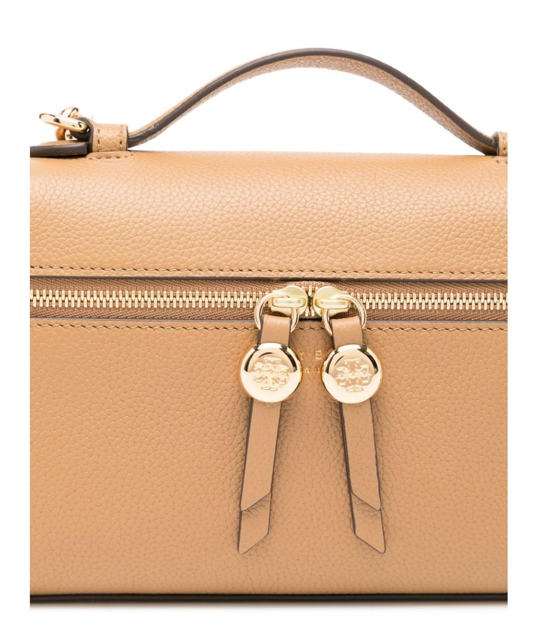 TORY BURCH Бежевая кожаная сумка с короткими ручками, фото 5