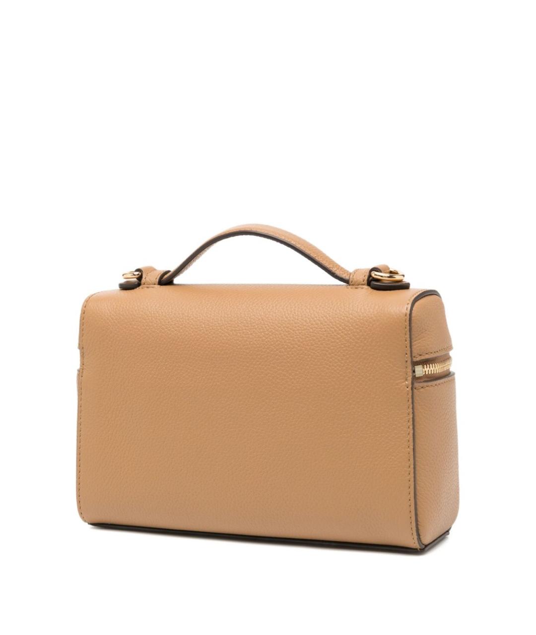 TORY BURCH Бежевая кожаная сумка с короткими ручками, фото 3