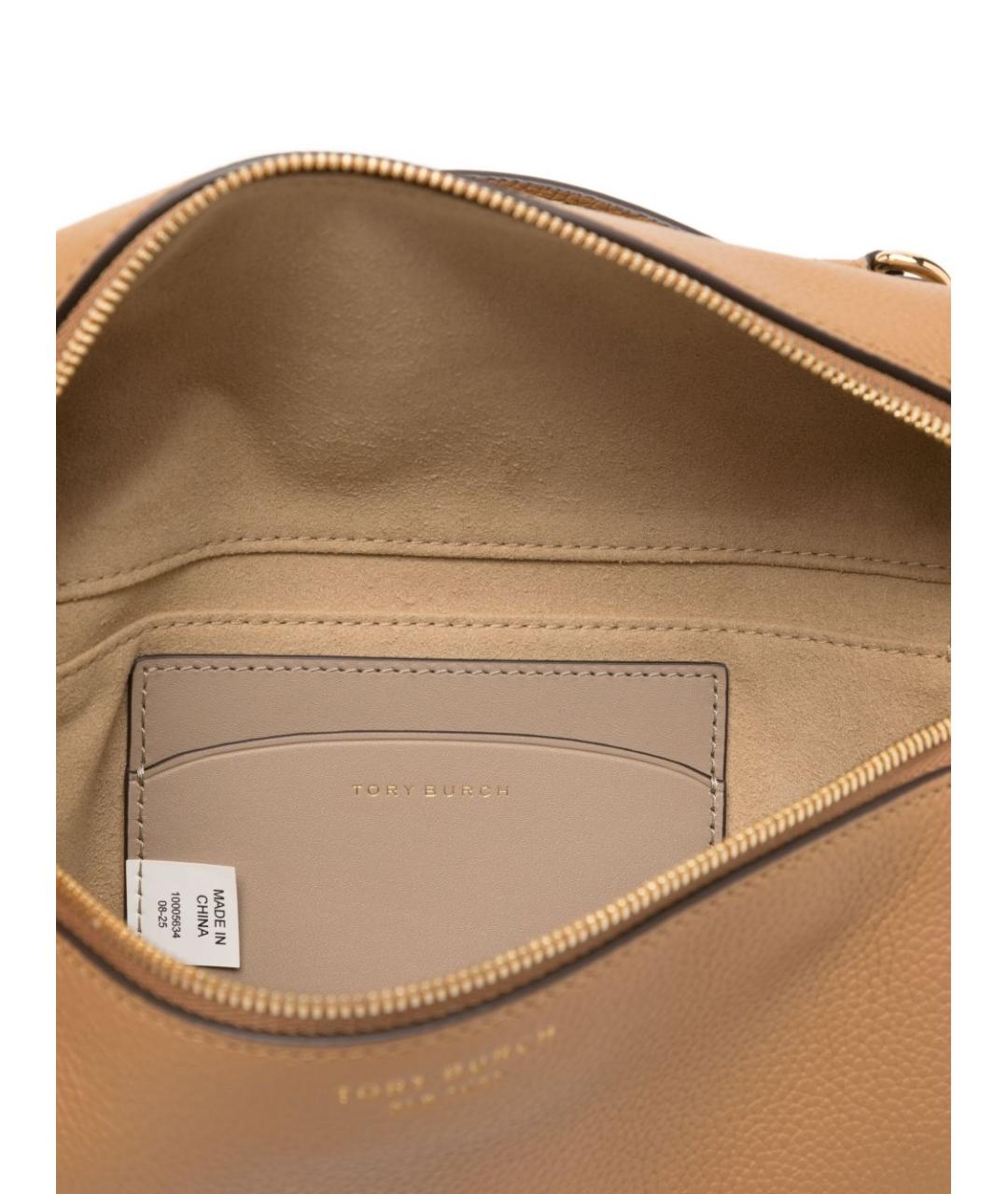 TORY BURCH Бежевая кожаная сумка с короткими ручками, фото 4
