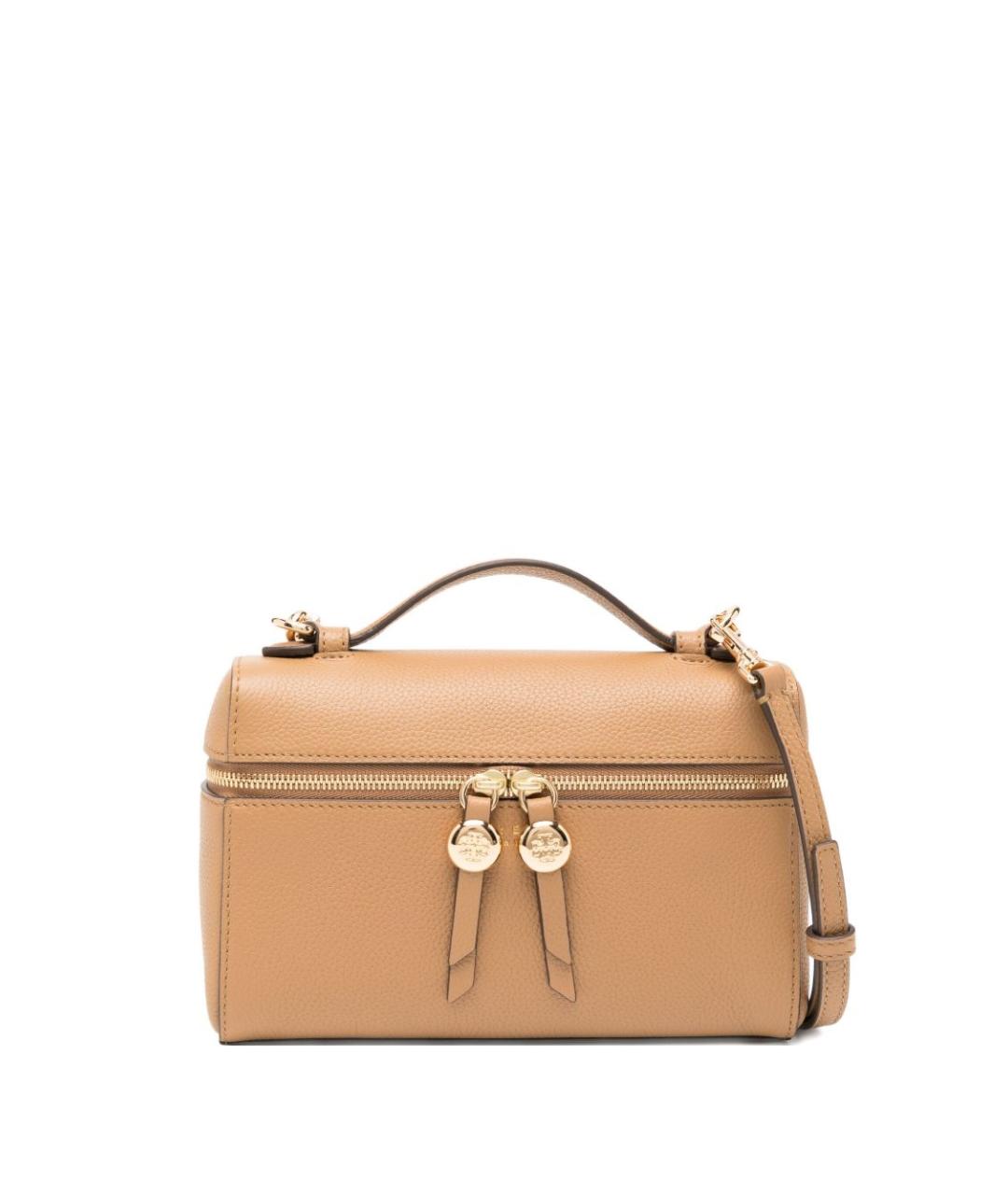 TORY BURCH Бежевая кожаная сумка с короткими ручками, фото 1