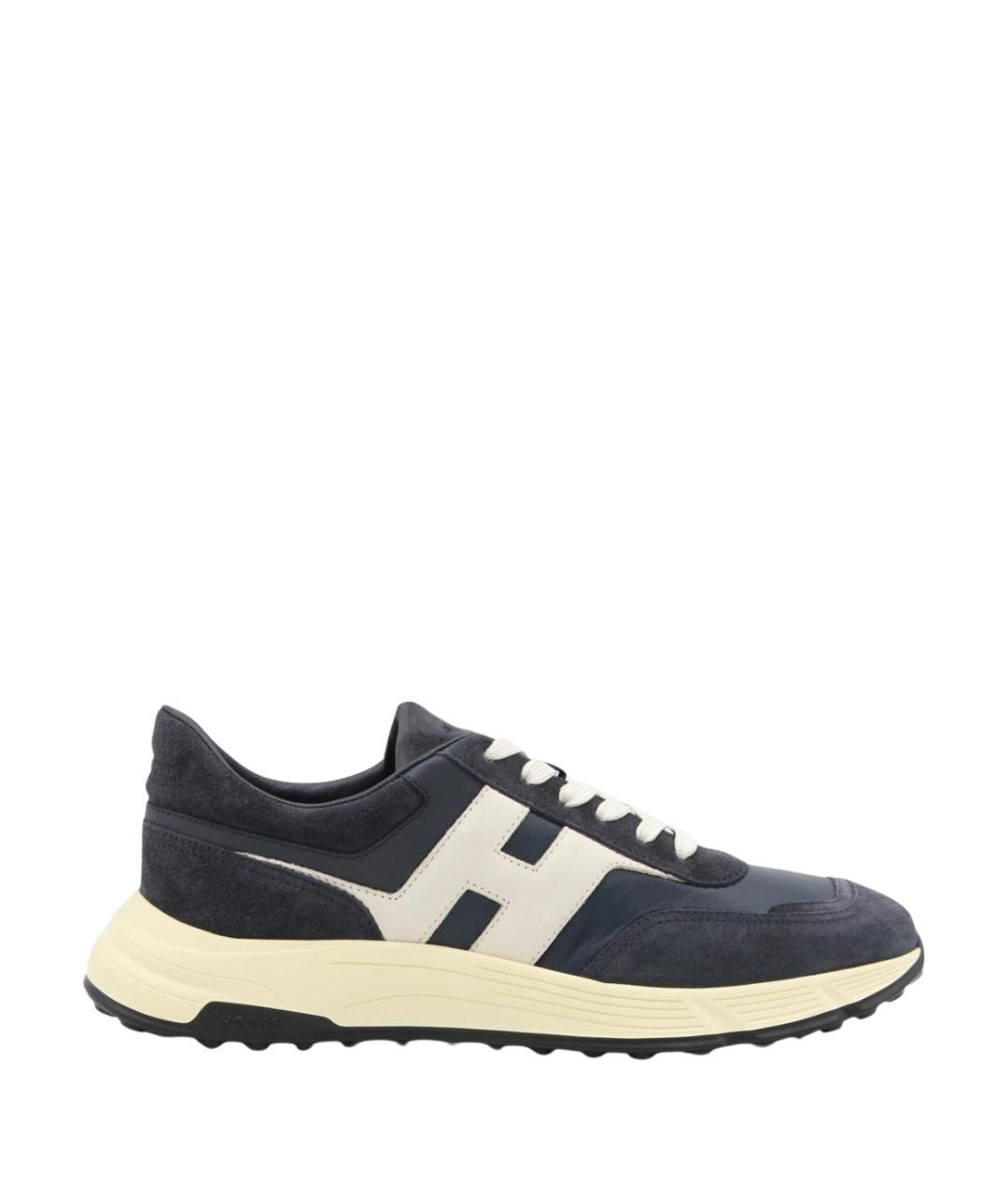 HOGAN Синие кожаные низкие кроссовки / кеды, фото 1