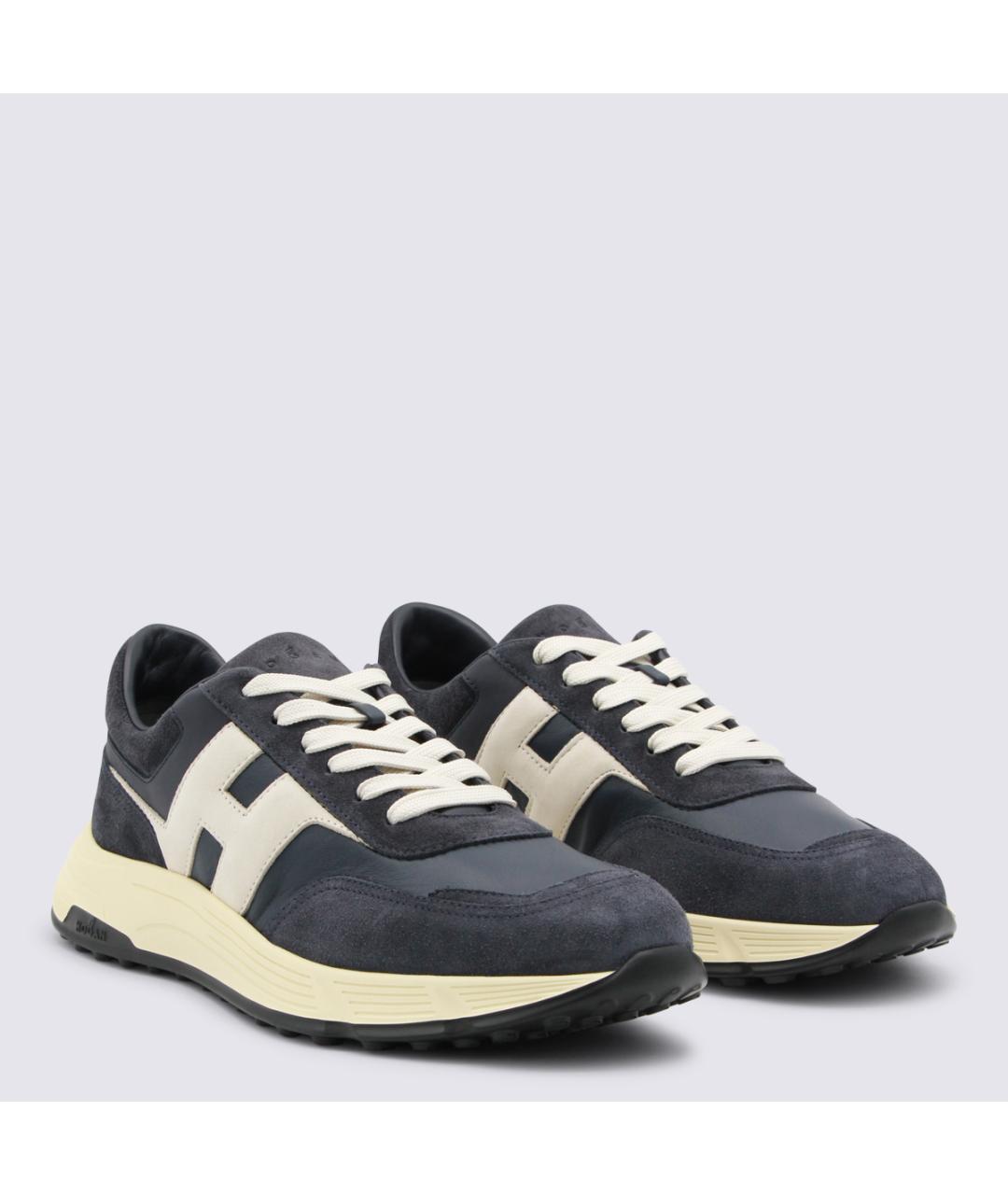 HOGAN Синие кожаные низкие кроссовки / кеды, фото 2