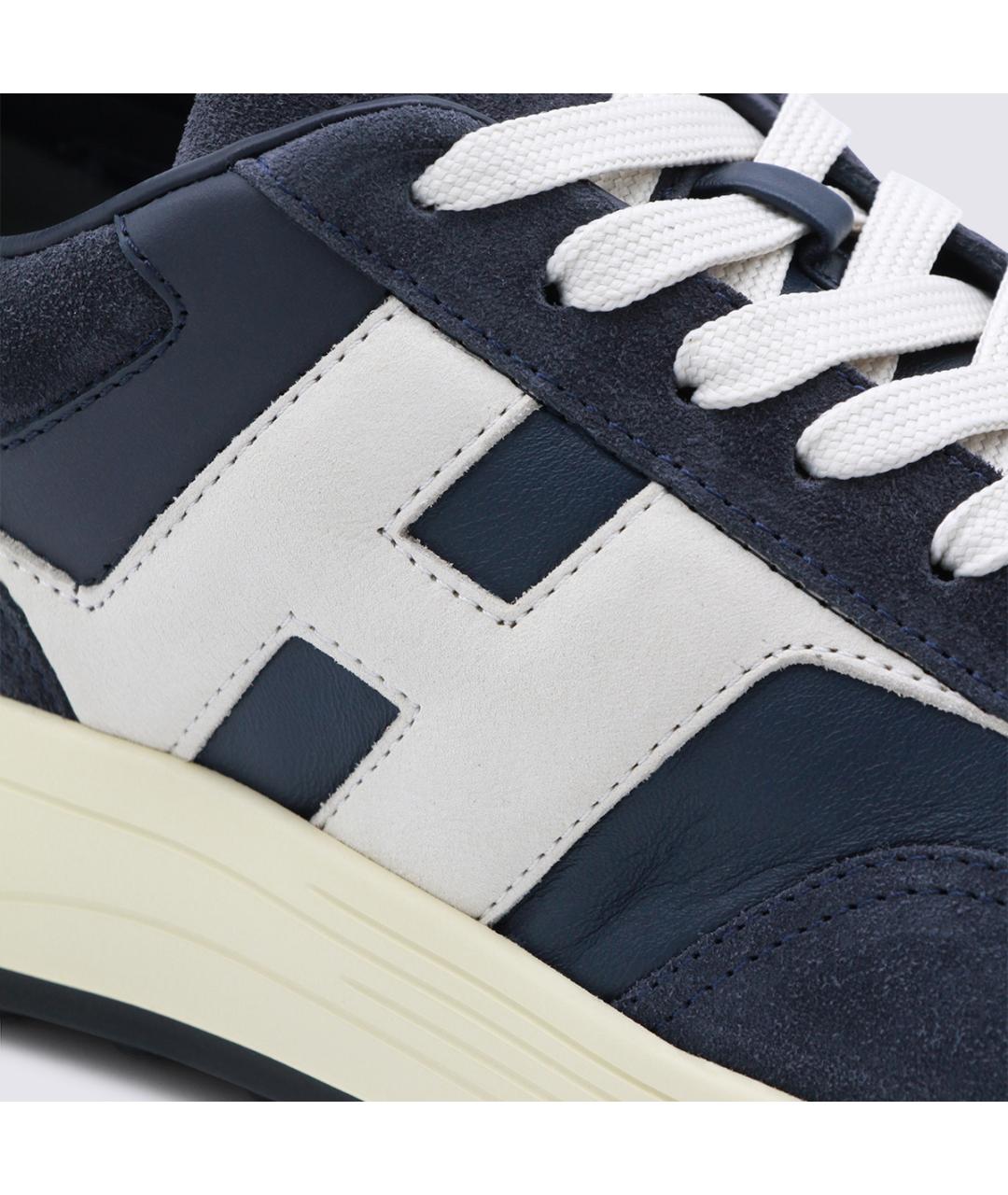 HOGAN Синие кожаные низкие кроссовки / кеды, фото 4