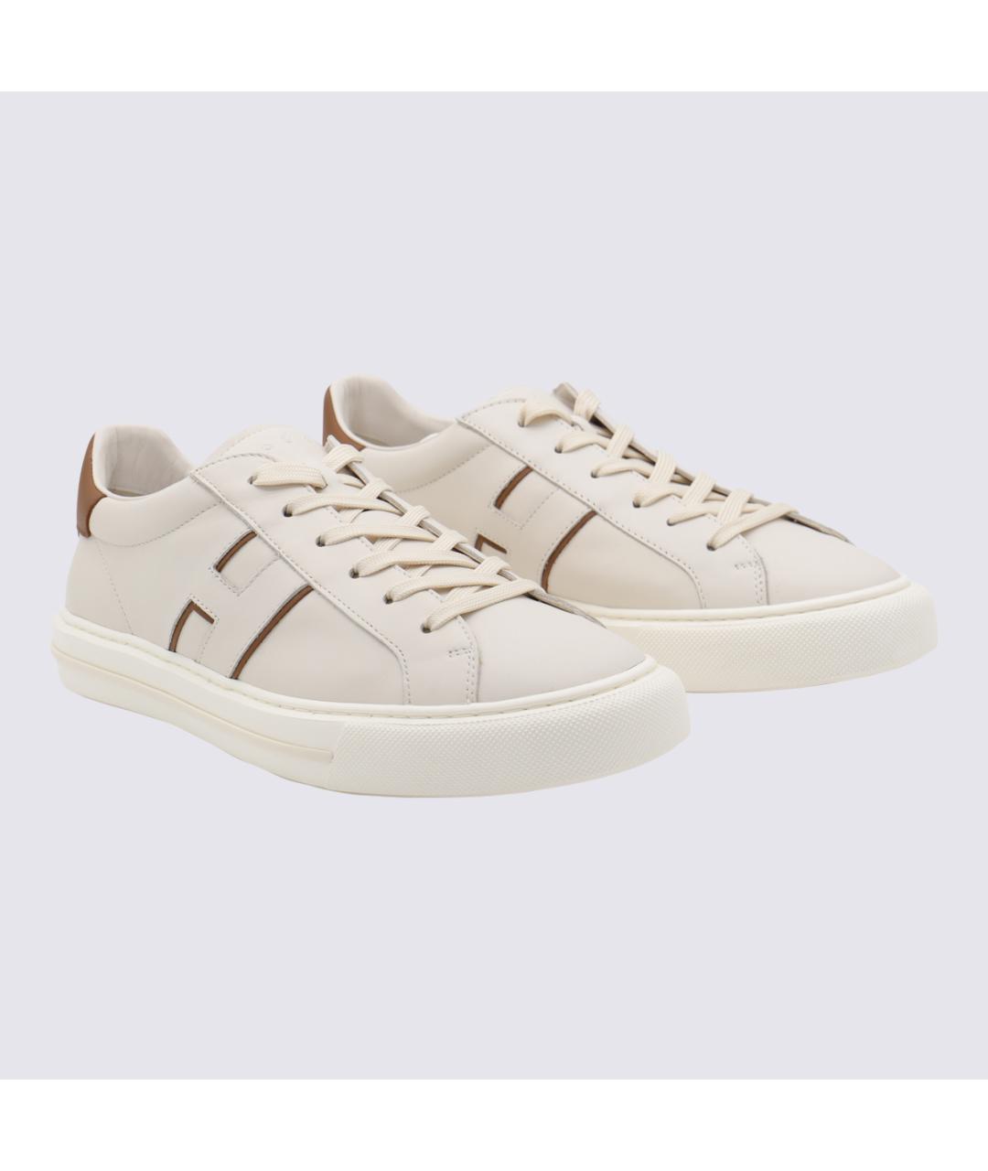 HOGAN Белые кожаные низкие кроссовки / кеды, фото 2