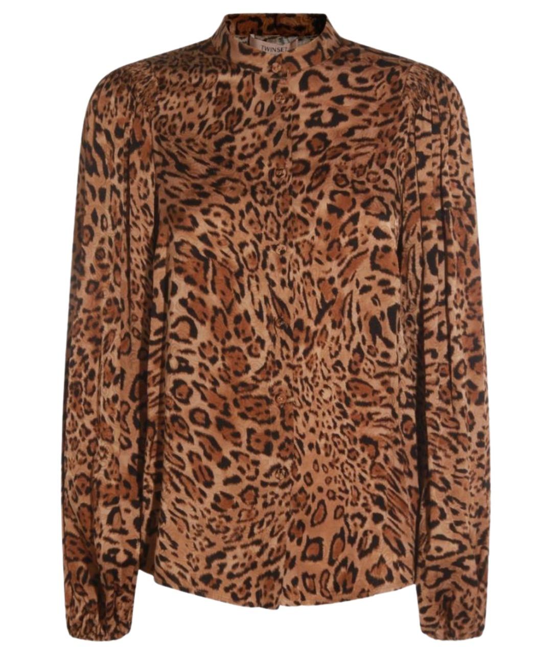 TWIN-SET Коричневая вискозная рубашка, фото 1