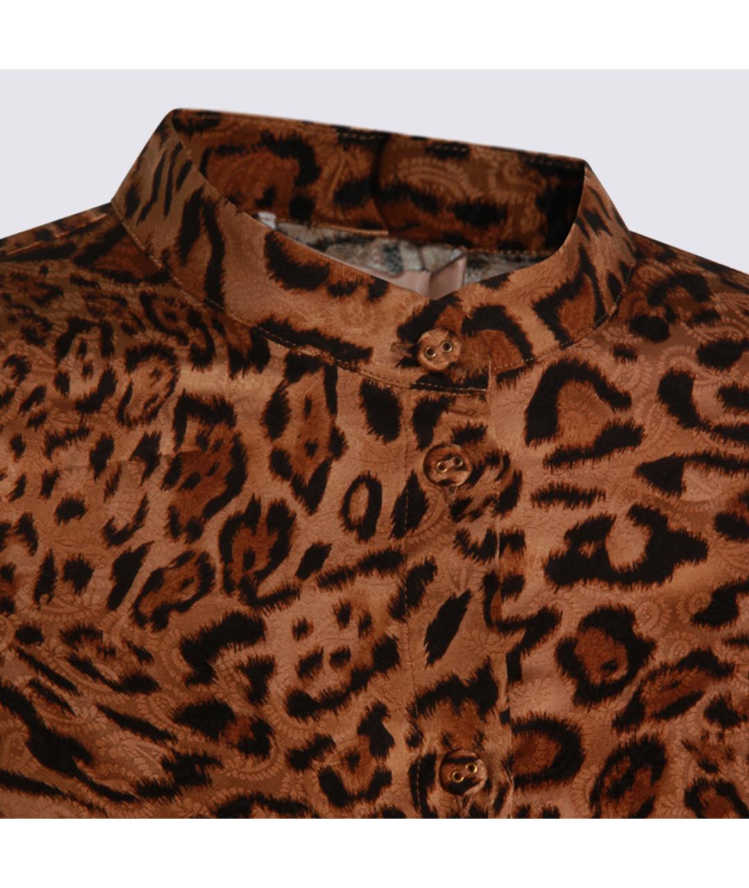TWIN-SET Коричневая вискозная рубашка, фото 4