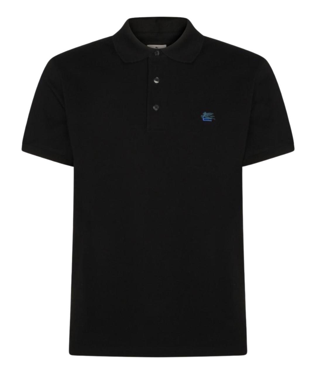 ETRO Черное хлопковое поло с коротким рукавом, фото 1