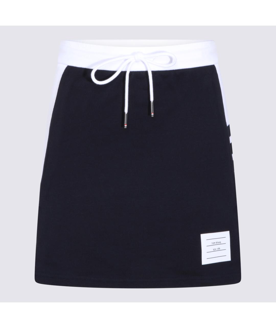 THOM BROWNE Синяя хлопковая юбка мини, фото 2