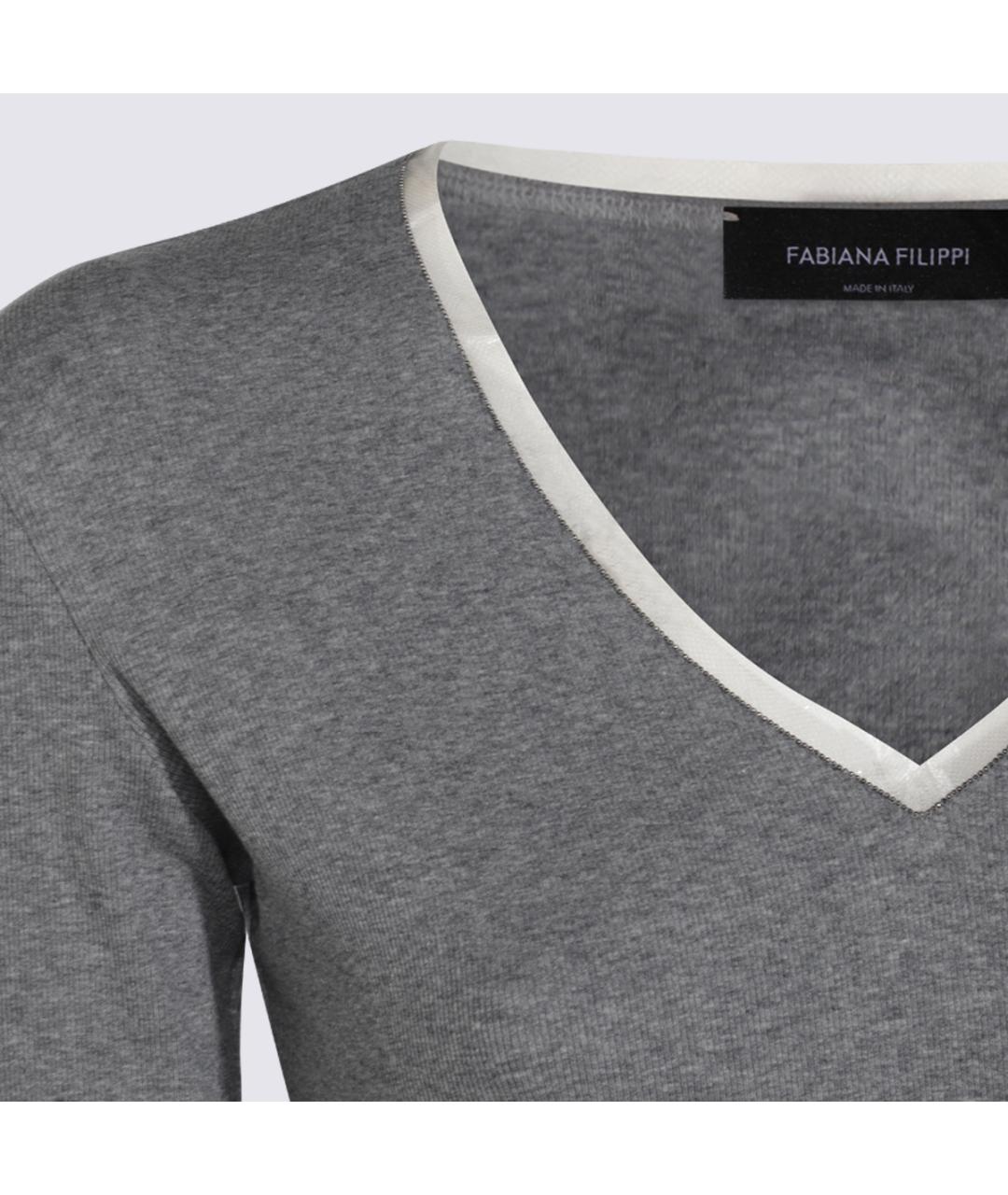 FABIANA FILIPPI Серый хлопковый джемпер / свитер, фото 3