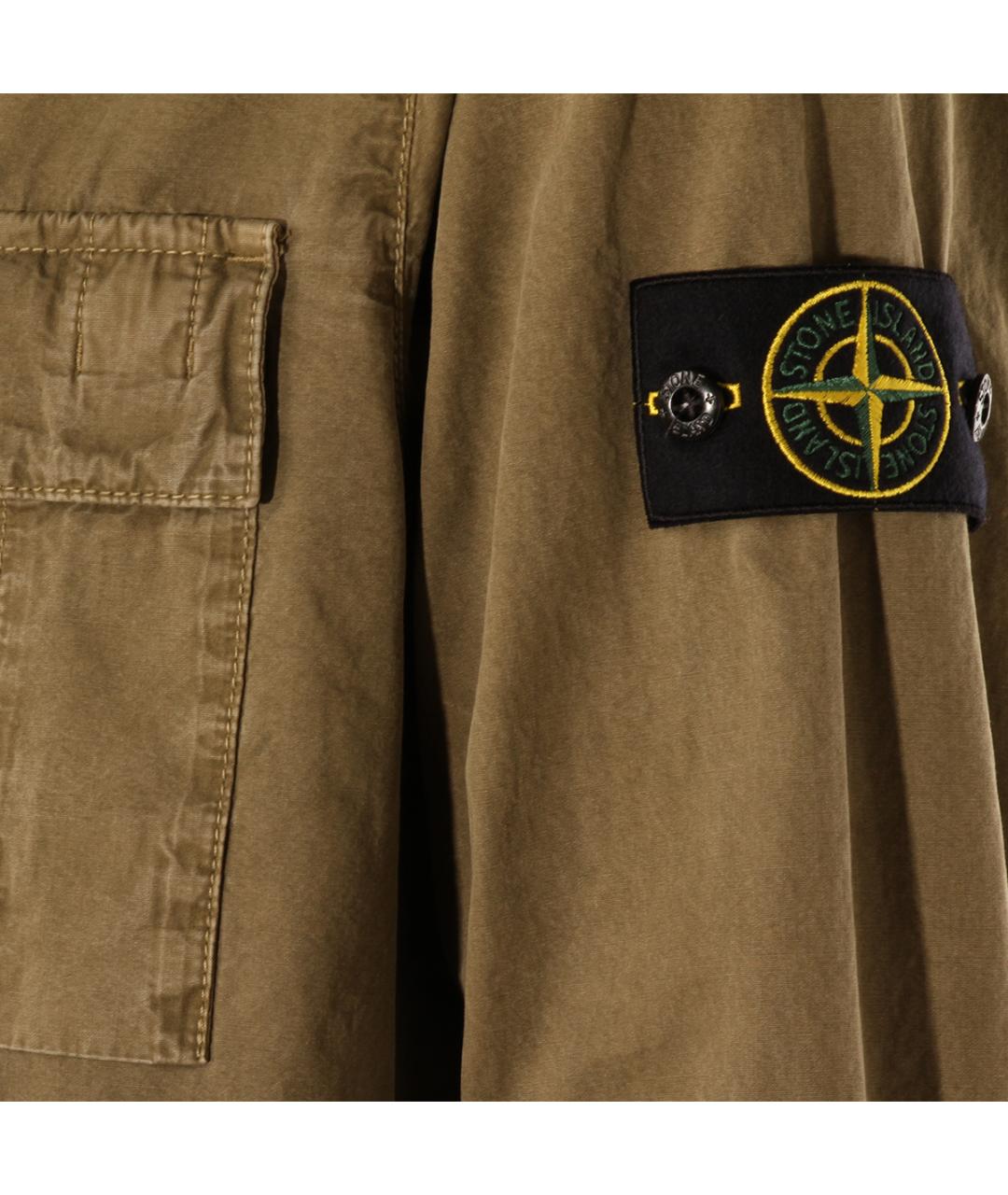 STONE ISLAND Хаки хлопковая кэжуал рубашка, фото 3