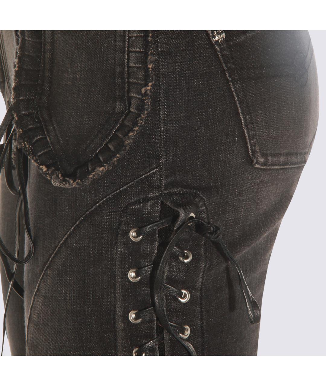 BLUMARINE Черные хлопковые джинсы слим, фото 4