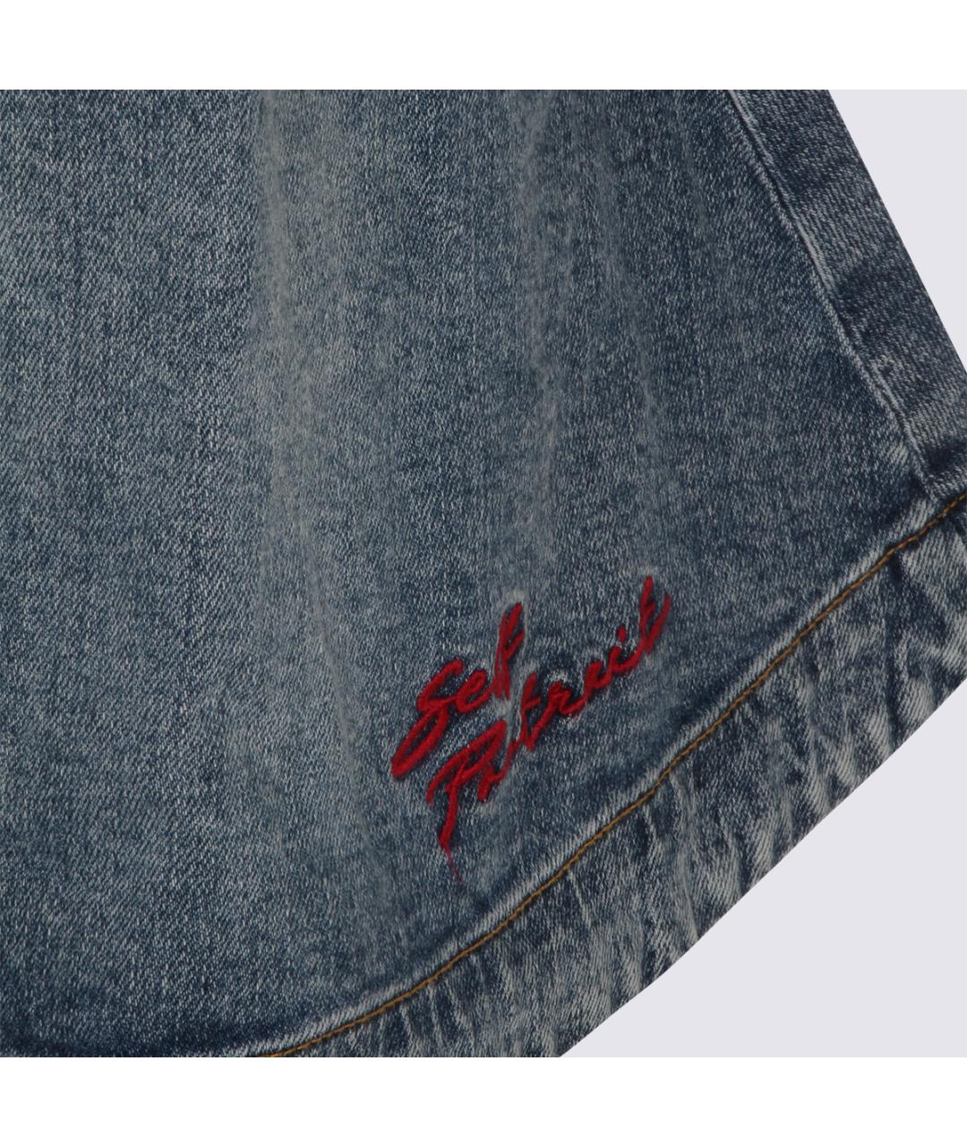 SELF-PORTRAIT Синее хлопковое повседневное платье, фото 4