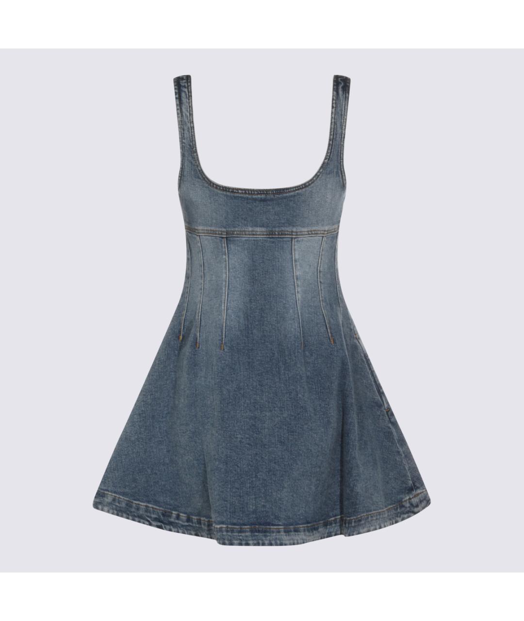 SELF-PORTRAIT Синее хлопковое повседневное платье, фото 2