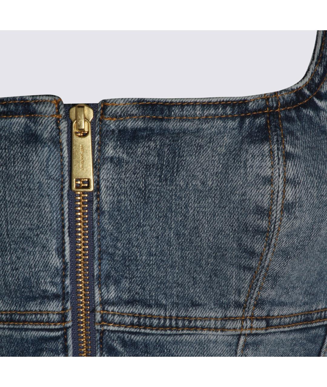 SELF-PORTRAIT Синее хлопковое повседневное платье, фото 3