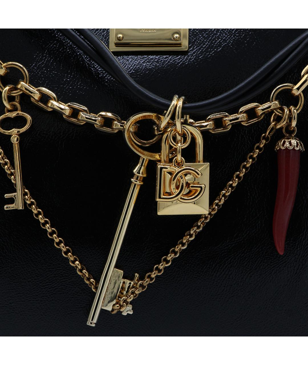 DOLCE&GABBANA Черная кожаная сумка через плечо, фото 4