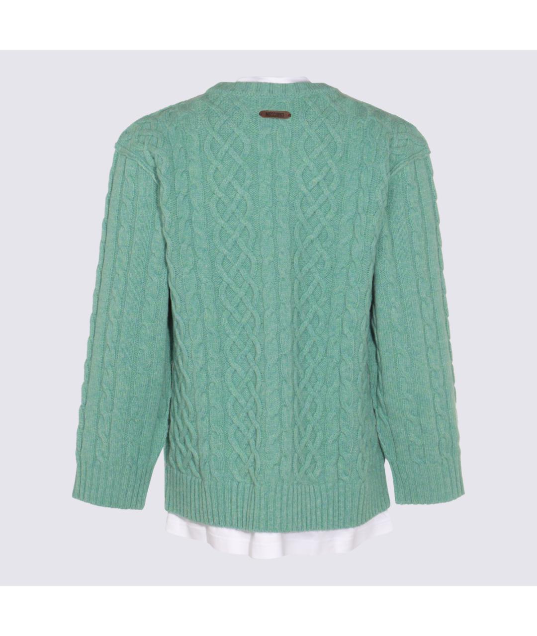 MOSCHINO Зеленый шерстяной джемпер / свитер, фото 2